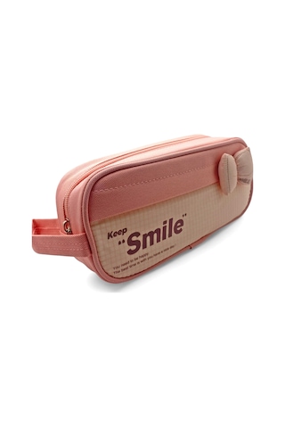 Kalem Kutusu Fiyonk Smile Geniş Kapasiteli İki Bölmeli Kalemlik - Pembe