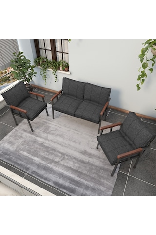 Modern Balkon, Bahçe, Cafe, Metal Kanepe Koltuk Takımı , Bahçe Mobilyası, 211 - Antrasit Koyu Gri