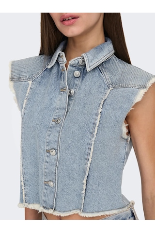 Only Onlhollywood Crystal Dnm Vest Kadın Jean Yelek 15341021 Mavi