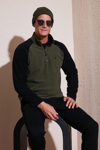 Buratti Slim Fit Yarım Fermuarlı Kışlık Şardonlu Erkek Polar 5906055 Haki