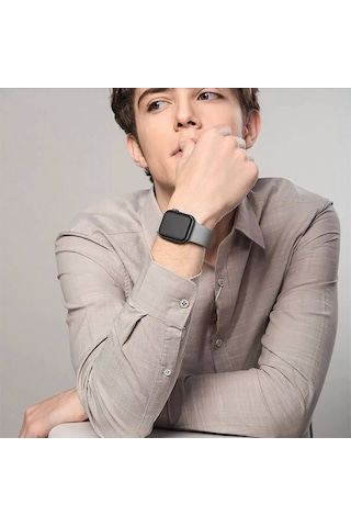 Wozlo Apple Uyumlu iOS Watch 1, 2, 3, 4, 5, 6, 7, 8, Se Silikon Kordon Kayış - S-m Beden 38/40/41mm - Gri