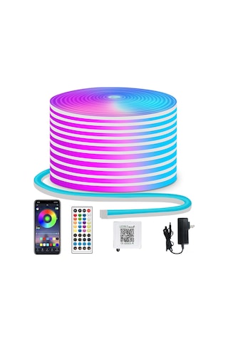 Gajeena 5m 300 Led Rgb Neon Işık Şeridi, Ip65 Su Geçirmez, Müzik Senkronu, Uygulama/kumanda Kontrol, İç/harici Kullanım, 24v Enerji Verimli Çok Renkli