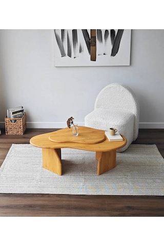 Meltedi Masif Ağaç Tasarım Orta Sehpa 96 X 65cm Teak