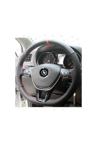 Honda Civic Fd6 2006-2012 Direksiyon Kılıfı Alcantara Karbon Kırmızı Yüzük Kırmızı Dikiş Siyah Kırmızı