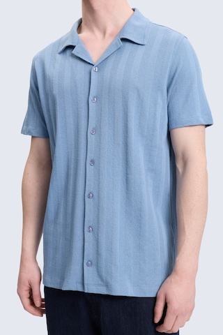 Hatemoğlu Mavi Regular Fit Apaş Yaka 100% Pamuk Casual Gömlek