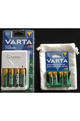 Varta Plug  Şarj Cihazı+8x2100mAh AA Şarjlı Kalem+ÇANTA