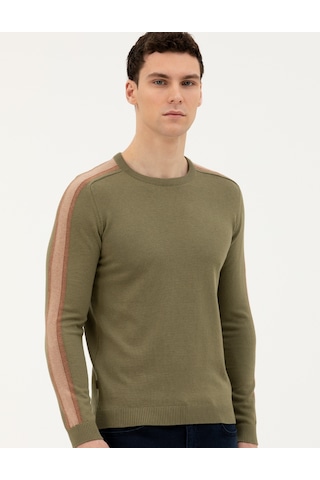 Pierre Cardin Erkek Haki Triko Kazak 50281821-vr027 Haki