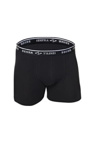 Seher Yıldızı Elastan Boxer Ser0060 6'lı Paket Siyah