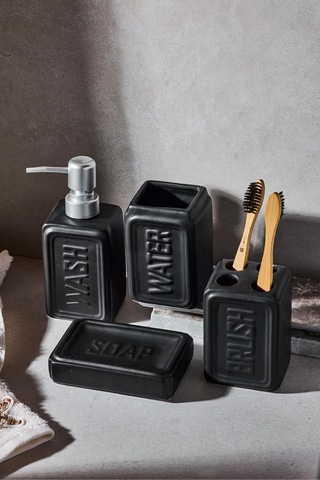 Perotti 13891-1 Well Stoneware 4 Parça Banyo Seti Siyah Çok Renkli