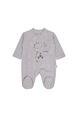 Albimini Minidamla Zürafa Nakış Çıtçıtlı 1-6 Ay Tulum - Gri