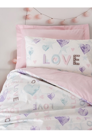 Cotton Box Genç Odası Tek Kişilik Lastikli Çarşaflı Nevresim Takımı Lovella Pembe Pembe