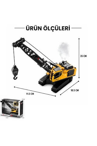 Uzaktan Kumandalı Kule Vinç 11 Kanal Fonksiyon Iş Makinesi Buharlı Şarjlı Işıklı Ses Efektli Metal Başlıklı Kutulu