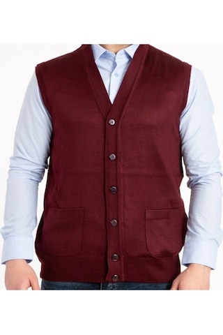 Nacar Store Erkek Düğmeli Ince Yün Triko Örgü Yelek Bordo Nacar Store Erkek Düğmeli Ince Yün Triko Örgü Yelek Bordo