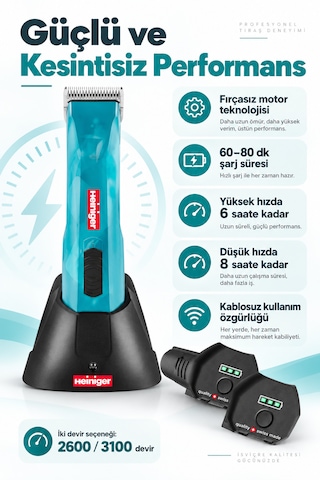 Heiniger Opal Kablosuz Kedi/köpek Tıraş Makinesi Yedek Bataryalı