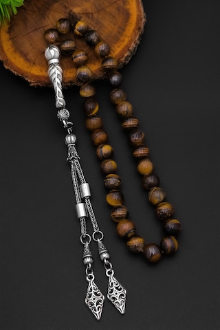 Kaplangözü Tesbih Erkek Doğal Taş Kaplangözü Tesbih 8 Mm Bt032 Kahverengi - Siyah