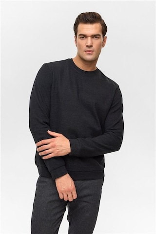 SÜVARİ Siyah Regular Düz Bisiklet Yaka Sweatshirt Siyah