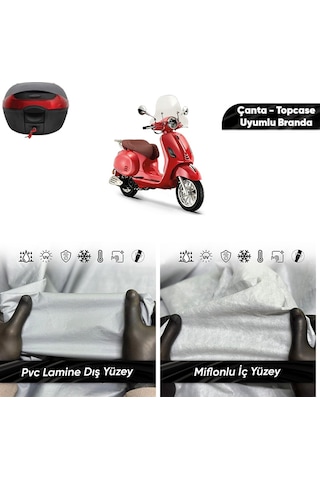 Rks Prıde 125 Uyumlu Motosiklet Brandası Su Geçirmez Miflonlu Topcase Çanta Uyumlu Motor Branda