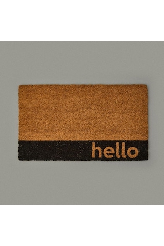 Giz Home Bordürlü Hello Kapı Önü Paspası - Bej - 35x60 Cm Bej