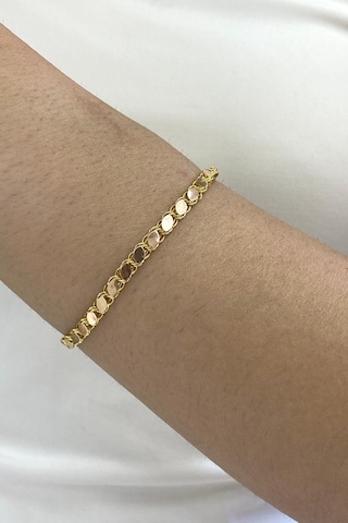 14 Ayar Altın İnce Pullu Zincir Bileklik 4,5 Mm Sarı Sarı Altın