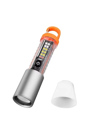 Fenerix HS-2302 Şarjlı Taktik Çakarlı Asker Polis El Feneri 1000 Lümen Beyaz - Gri