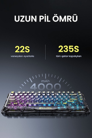 Gravastar Mercury K1 Lite Rgb Kablosuz Mekanik Gaming Klavye