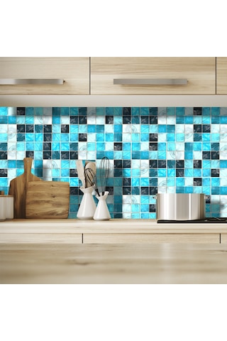 Vkemall 19 Adet/set Suya Ve Yağa Dayanıklı Otomatik Yapışkan Mozaik Duvar Stickerları - Mutfak, Banyo, Duvar Dekoru Renkli Pvc Dıy Yapistirici Mosaik