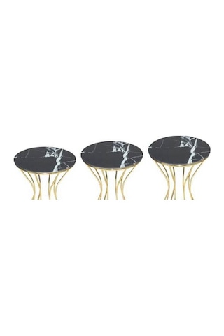 Brc Kumsaat Model Zigon Şık Siyah Mermer Temper Cam Metal Transmisyon Çelik Gold Renk Kaplam El Yapım