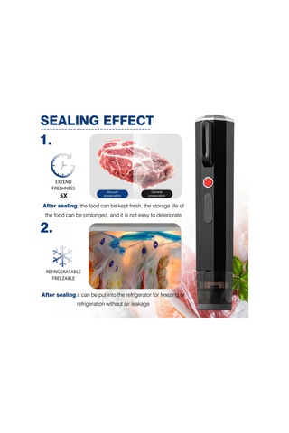 Tenfowee El Tipi Elektrikli Vakum Makinesi - 1200mah Pil, 55-65kpa Vakum Derecesi, Usb Şarj, Tek Tuşlu Kontrol, Siyah Siyah