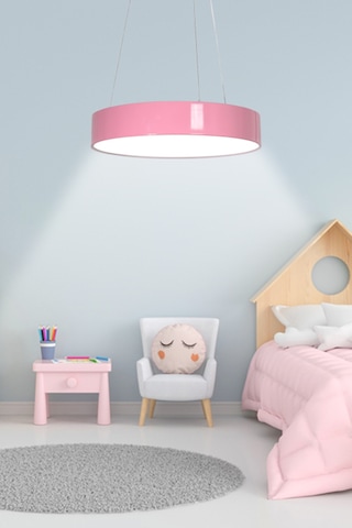 Dakota Modern Panel Ledli Salon Çocuk Odası Yatak Odası Mutfak Pembe Renk Led Avize Beyaz Işık Pembe Pembe