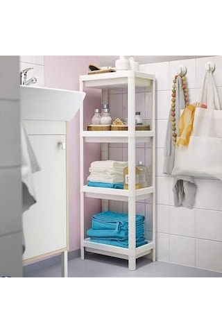 Omaş Household Product Beyaz Banyo Rafı, Organizer Raf, Çok Kullanışlı Raf Ünitesi