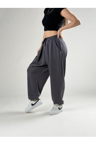 Cocopelli Pileli Füme Kadın Jogger Pantolon Coc2844 Füme