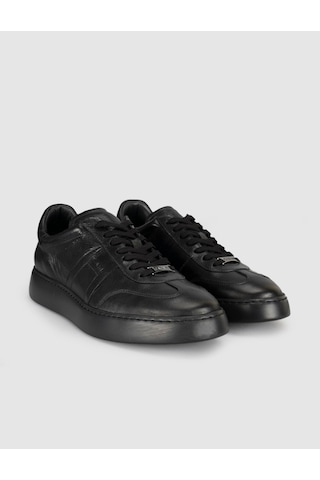 Cabani Siyah Hakiki Deri Erkek Sneaker Ayakkabı