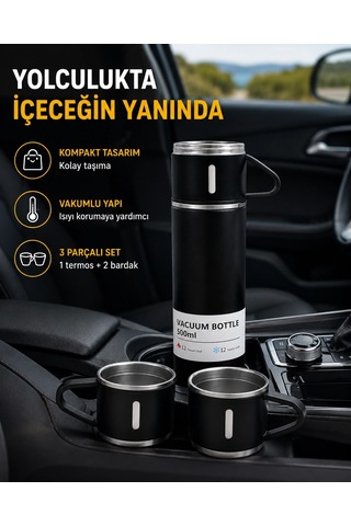 Bay 500 Ml Paslanmaz Çelik Termos Seti Sızdırmaz, Vakumlu, Isı Koruma Özellikli, Taşınabilir Termos Najmaddin Diğer