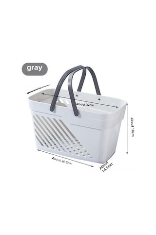 Teltree Büyük Kapasiteli Plastik Banyo Organizer: Yüksek Kalın Kare Sepet, Su Çıkarma Özelliği, Taşınabilir Kollü, Evcil Gereçleri Düzenle Büyük Gri Diğer