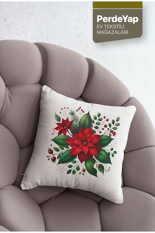 Kırmızı Güller Bahçesi Desenli 4'lü Kırlent Kılıfı