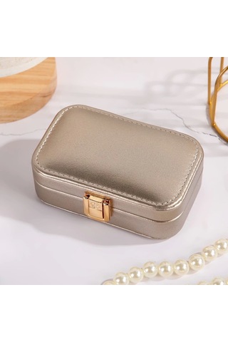 Deri Seyahat Takı Bijuteri Mücevher Kutusu Organizer Düzenleyici 20cm Bronz İthal Ürün