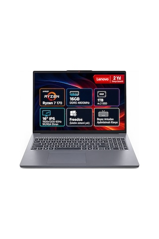 Lenovo Ideapad Slim 3 16ARP10 83K80084TR R7-170 16 GB 1 TB SSD 16" Dos WUXGA Dizüstü Bilgisayar