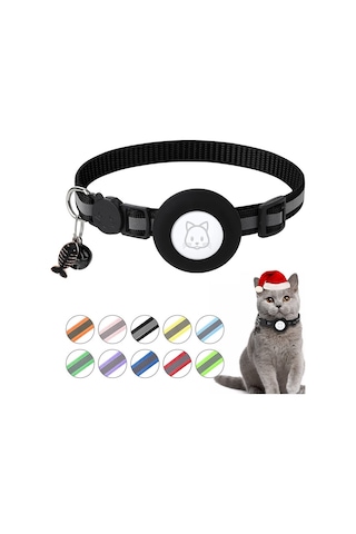 Geekyou Kedi Airtag Takipçi Korumalı Kolyeli Yansıtıcı Askı, Pembe, Zil Ve Balık Kemiği Desenli Taç