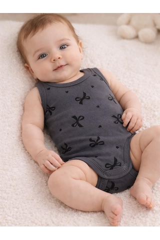 Civil Baby Fiyonk Empirme 1-36 Ay Çıtçıtlı Badi - Gri Antrasit