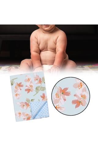 Dolıty Pusetler Için Yumuşak Bebek Battaniye Mavi-çiçek Mavi Çiçek Mavi