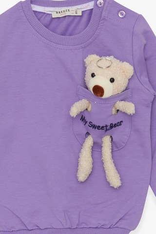 Breeze Kız Çocuk Sweatshirt Ayıcık Aksesuarlı 1.5-5 Yaş, Eflatun (556838414) Çok Renkli