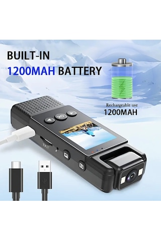 1080p Mini Aksiyon Kamerası Gece Görüşlü, 180 Dönebilir Lensli, Döngü Kayıtlı Kompakt Spor Kamera Çok Renkli