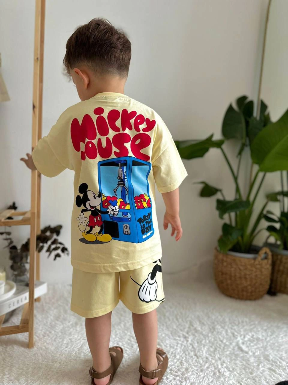 Cg Kids Mickey Mouse Sırt Baskı Detaylı Erkek Çocuk Alt Üst Takım Krem