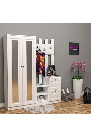 Visor Membran Portmanto Mdf Beyaz