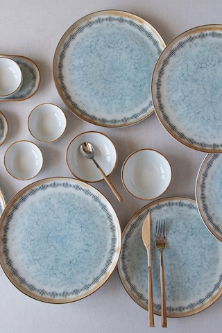 Kütahya Moderna 14 Parça 6 Kişilik Kahvaltı Takımı Seahorse Mavi