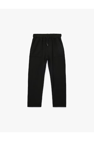 Koton Beli Bağcıklı Viskon Karışımlı Basic Jogger Pantolon Siyah 6skb40121tw