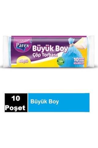 Parex Güçlü Çöp Poşeti Battal Boy Mavi 10 x 10'lu 72 x 95 CM