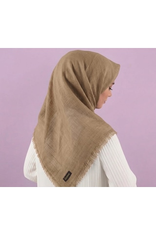 Özense Çift Flamlı Pamuklu İnce Terletmeyen 4 Mevsim Kullanılabilir 100x100 Cm Latte Renkli Yazma Eşarp