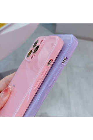 Teknomoda Apple Uyumlu iPhone 16 Pro Kılıf Kamera Korumalı Simli Lüks Işıltılı Silikon AÇIK PEMBE
