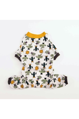 Pettrend Kaktüs Desenli Kedi Köpek Kıyafeti Penye Tulum